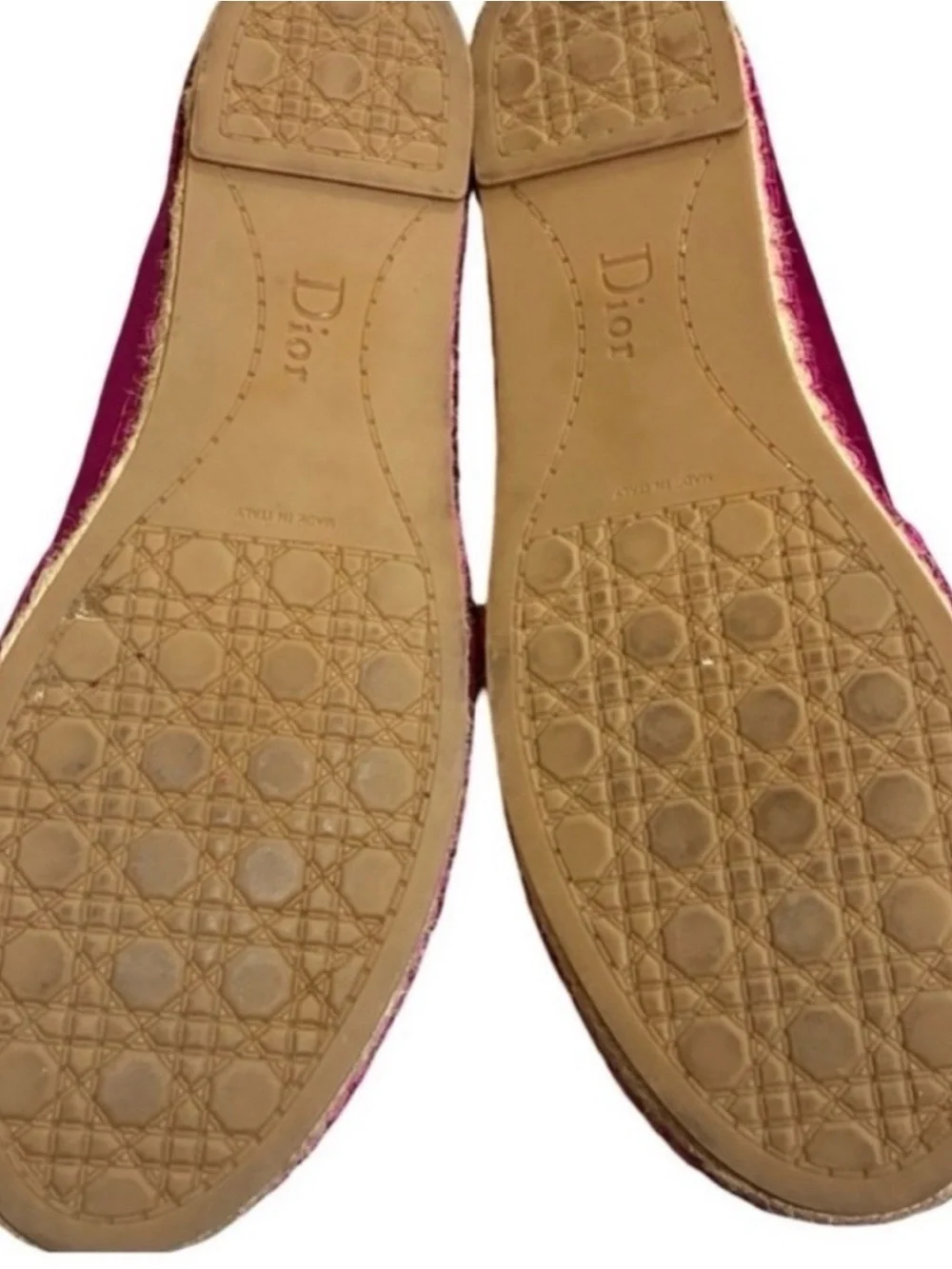 Dior Fushia Embellished Espadrille Flats Pink Authentic size 8.5